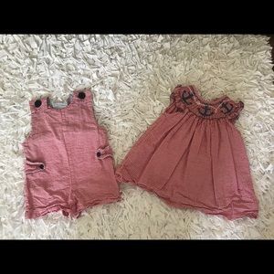 Boy girl matching smocked outfits for summer